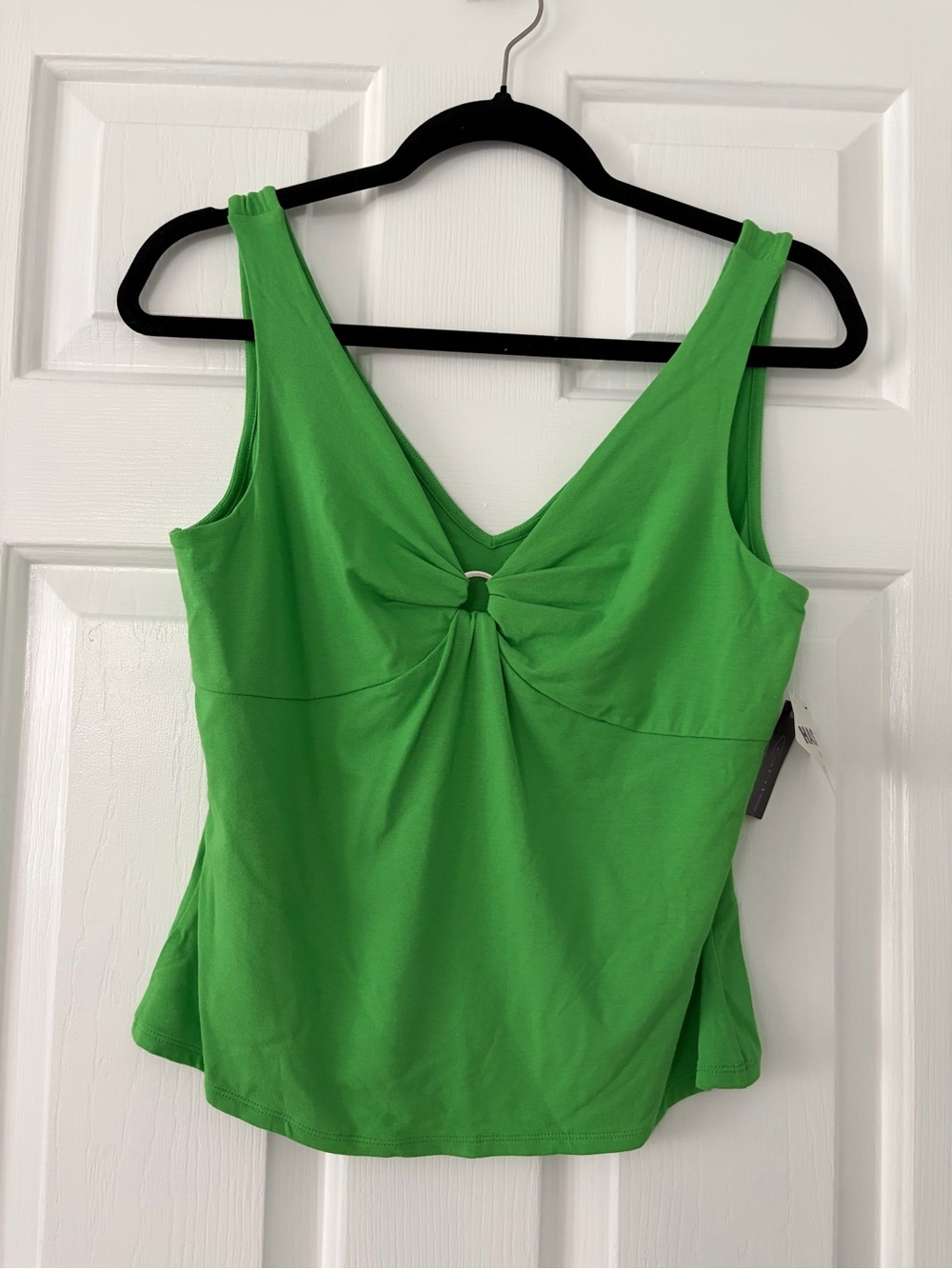 Context Bright Green V-Neck Tank with Ring Detail